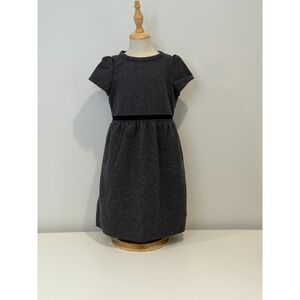 Bonpoint Girls S/S Dark Gray Wool And Cashmere Dress w/ Black Waist Band Sz10